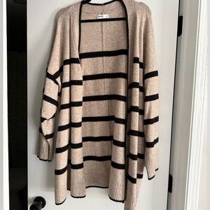 Sonoma Women's Tan and Black Striped Cardigan